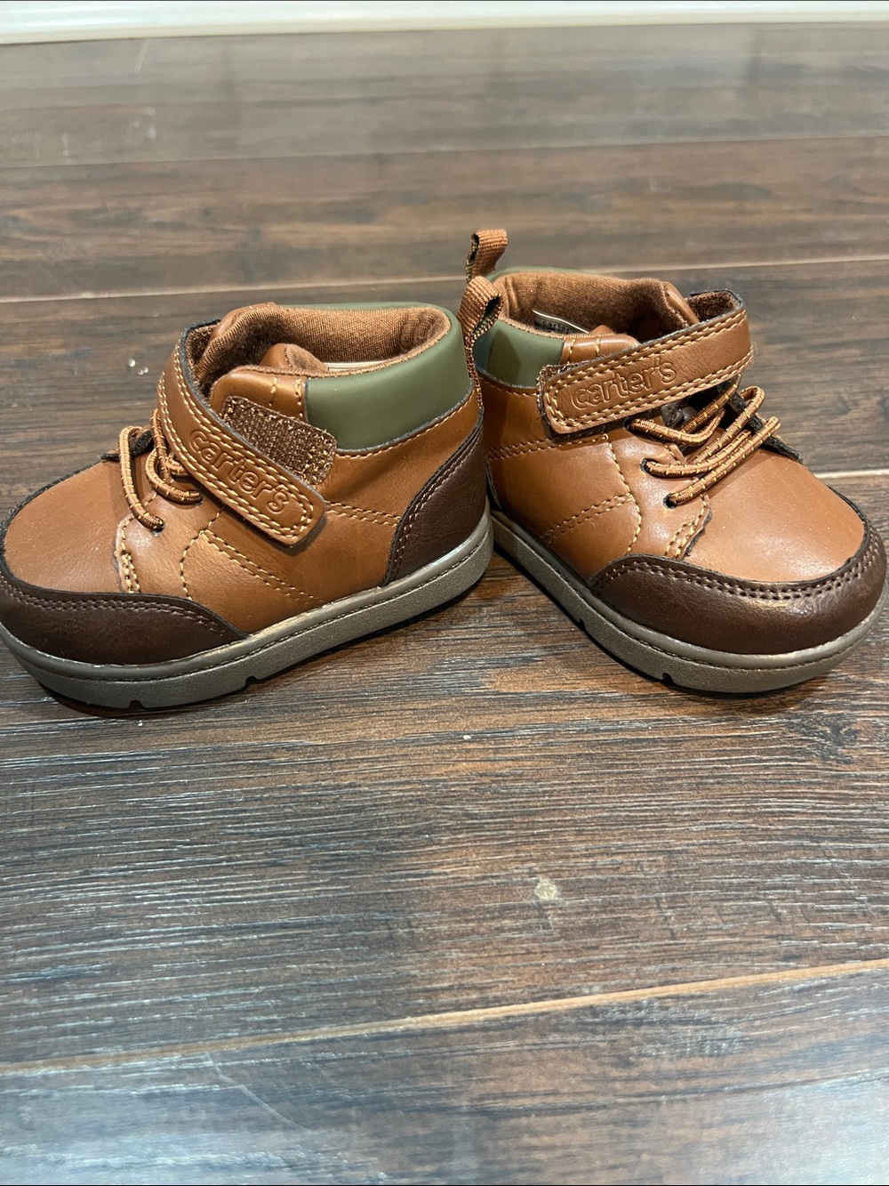 Carter's Brown & Olive Toddler Lace-Front Velcro Boots